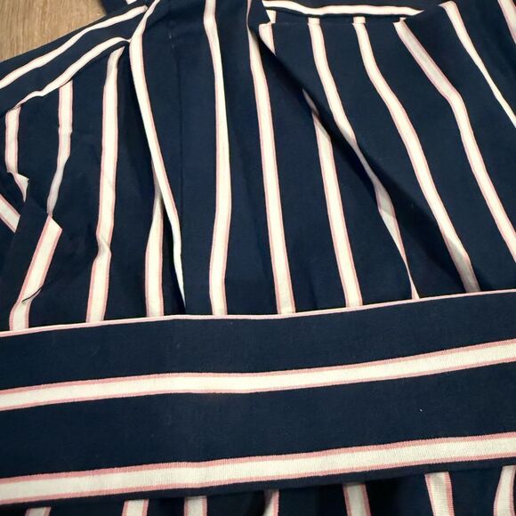 Striped Navy and White Button-Down Dress - Picture 6 of 11